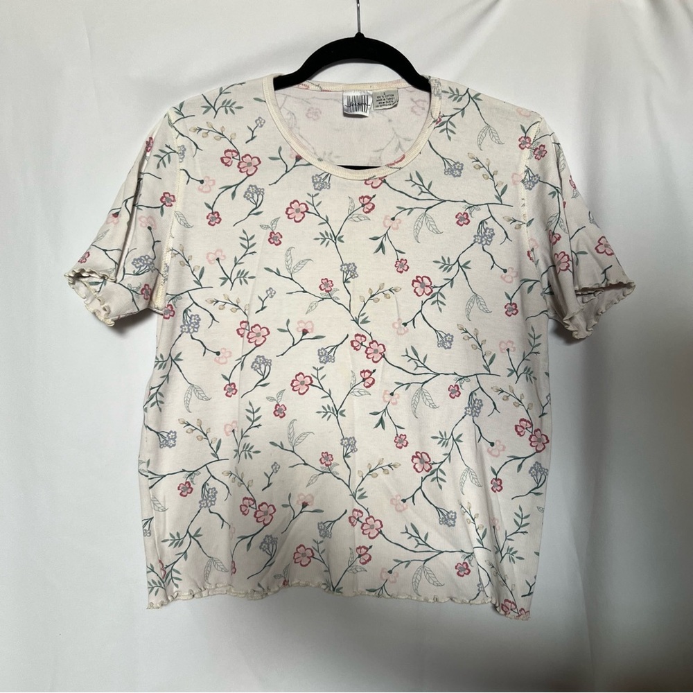 Jason Maxwell Cream Fitted Floral T-Shirt